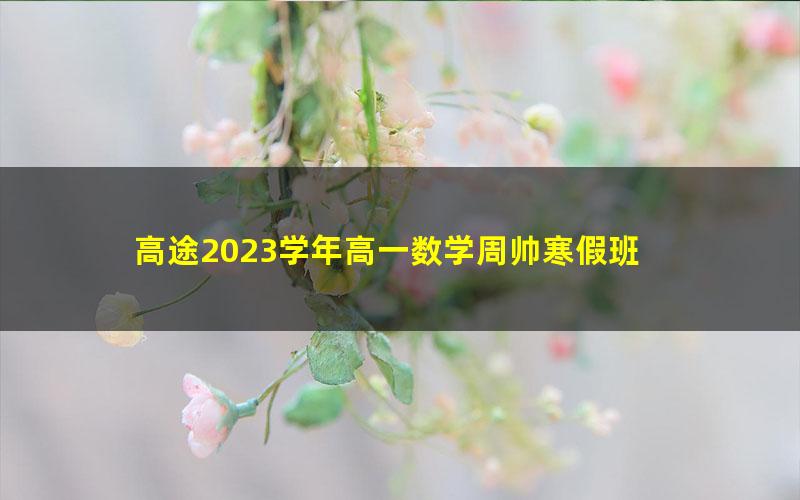 高途2023学年高一数学周帅寒假班 