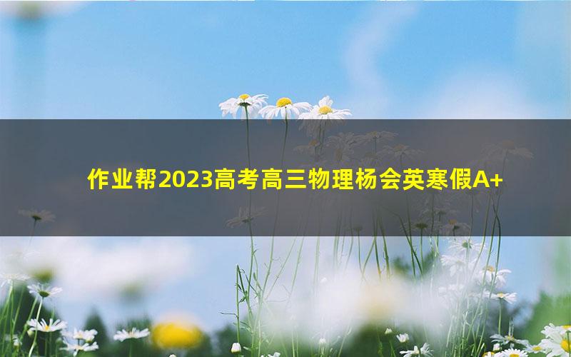 作业帮2023高考高三物理杨会英寒假A+班 