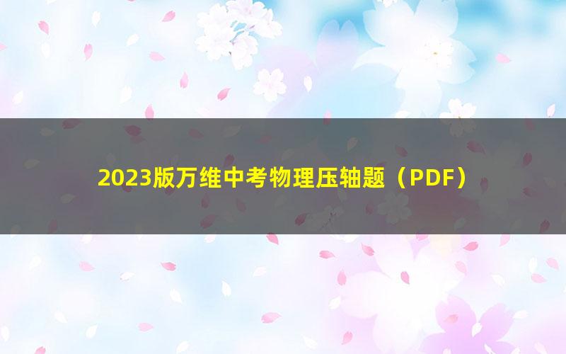 2023版万维中考物理压轴题（PDF）