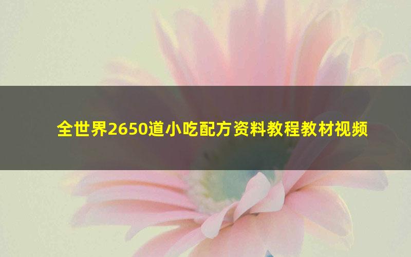 全世界2650道小吃配方资料教程教材视频超值