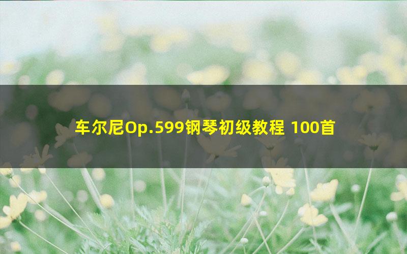 车尔尼Op.599钢琴初级教程 100首经典入门练习曲 