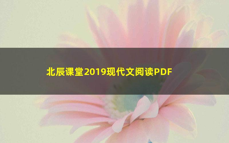 北辰课堂2019现代文阅读PDF 