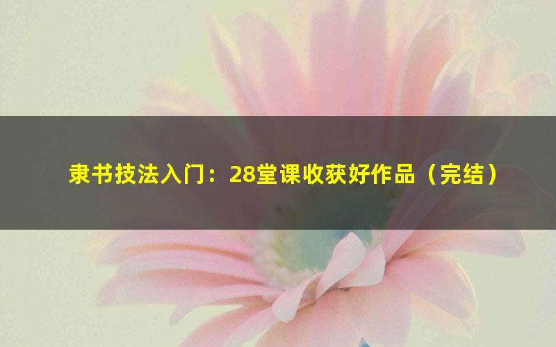 隶书技法入门：28堂课收获好作品（完结）（高清视频）