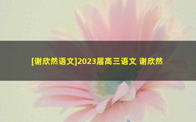 [谢欣然语文]2023届高三语文 谢欣然高考语文复读班一轮复习-2022年暑假班