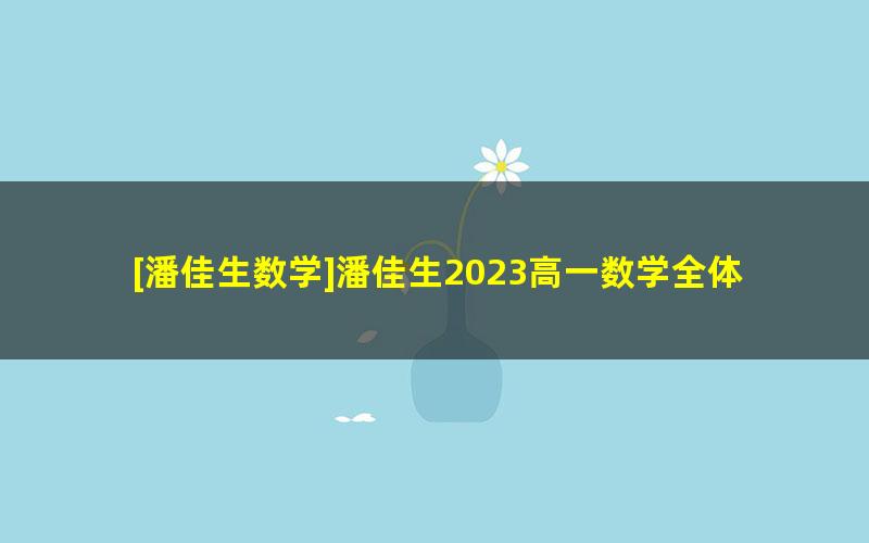 [潘佳生数学]潘佳生2023高一数学全体系学习卡(规划服务)