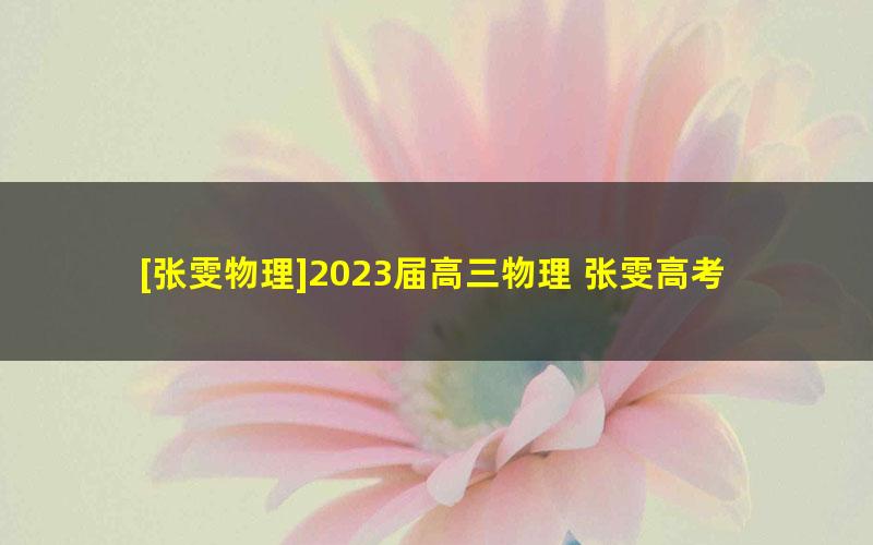 [张雯物理]2023届高三物理 张雯高考物理复读班一轮复习-2022年暑假班