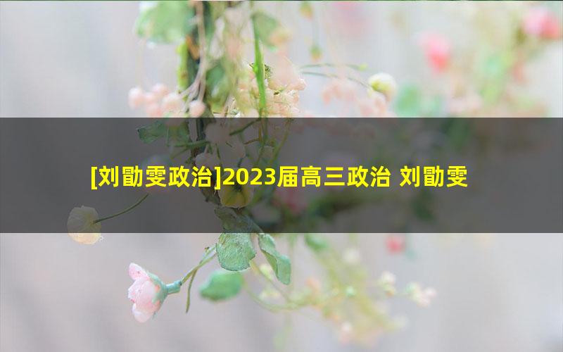 [刘勖雯政治]2023届高三政治 刘勖雯高考政治二阶段系统班