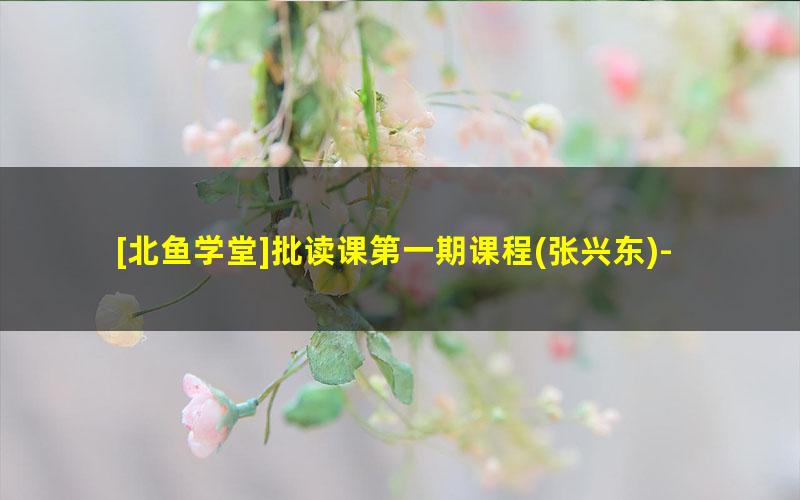 [北鱼学堂]批读课第一期课程(张兴东)-精读课文，掌握阅读