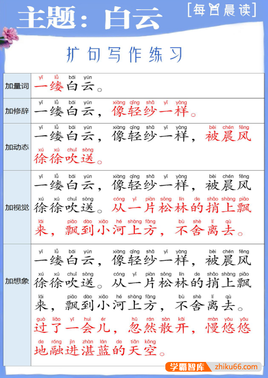 每日晨读：小学生扩句写作练习-小学语文-第1张