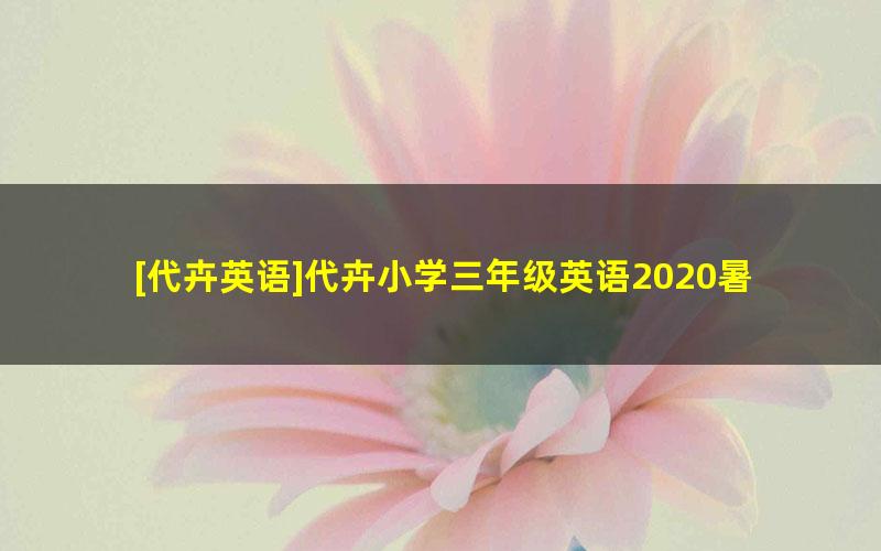 [代卉英语]代卉小学三年级英语2020暑假班