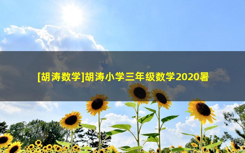 [胡涛数学]胡涛小学三年级数学2020暑假班