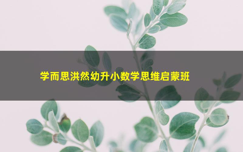 学而思洪然幼升小数学思维启蒙班