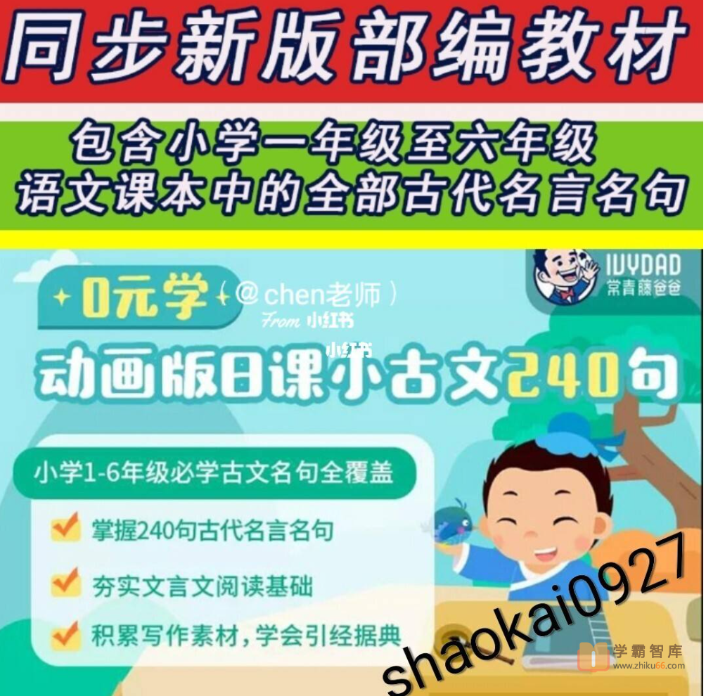 [常青藤爸爸]常爸日课小古文[240视频+240音频已完结]（与部编版教材同步，帮你轻松学会文言文）