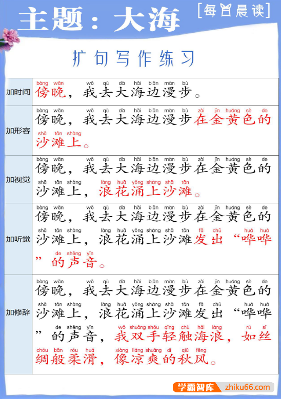 每日晨读：小学生扩句写作练习-小学语文-第2张