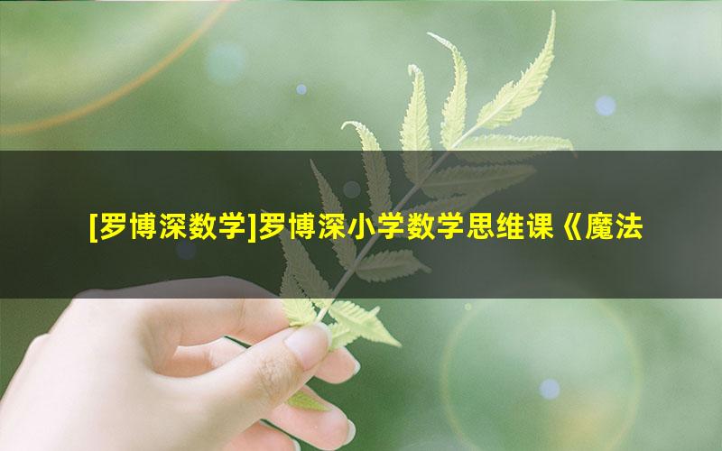 [罗博深数学]罗博深小学数学思维课《魔法算术》