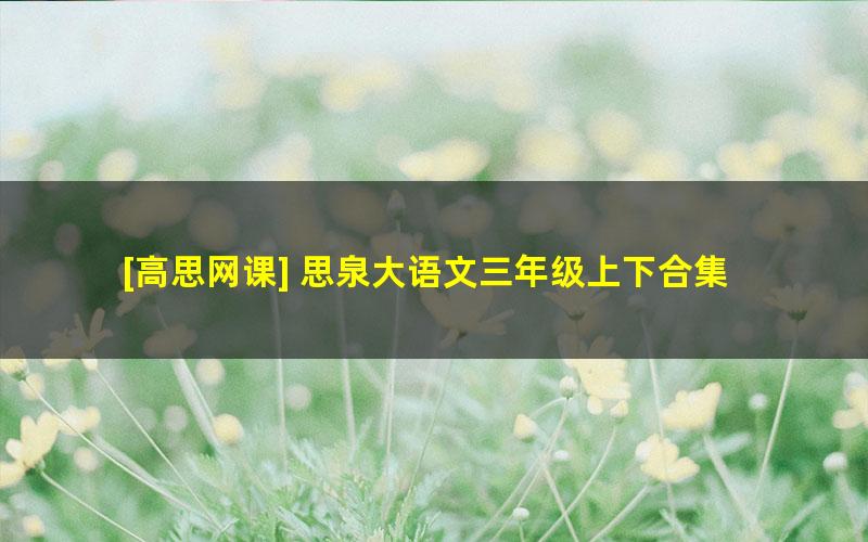 [高思网课] 思泉大语文三年级上下合集