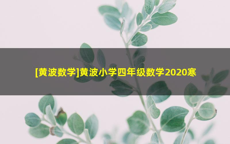 [黄波数学]黄波小学四年级数学2020寒假班